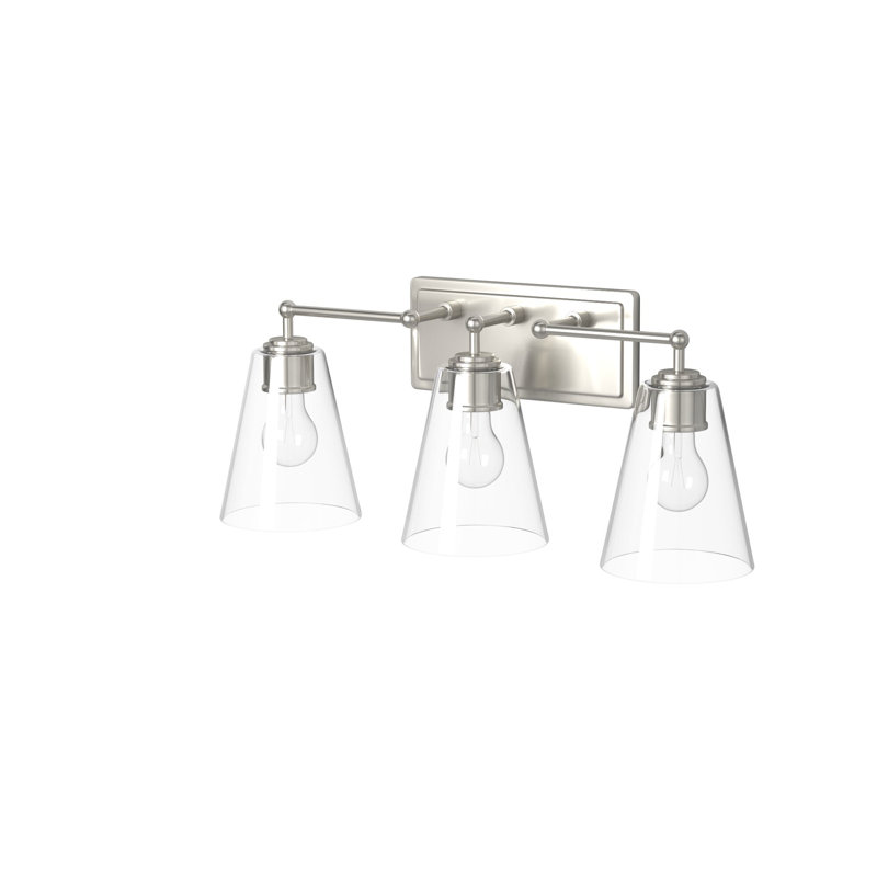 Éclairage de salle de bain à intensité variable Gallego, Nickel poli, Clear Glass, 3