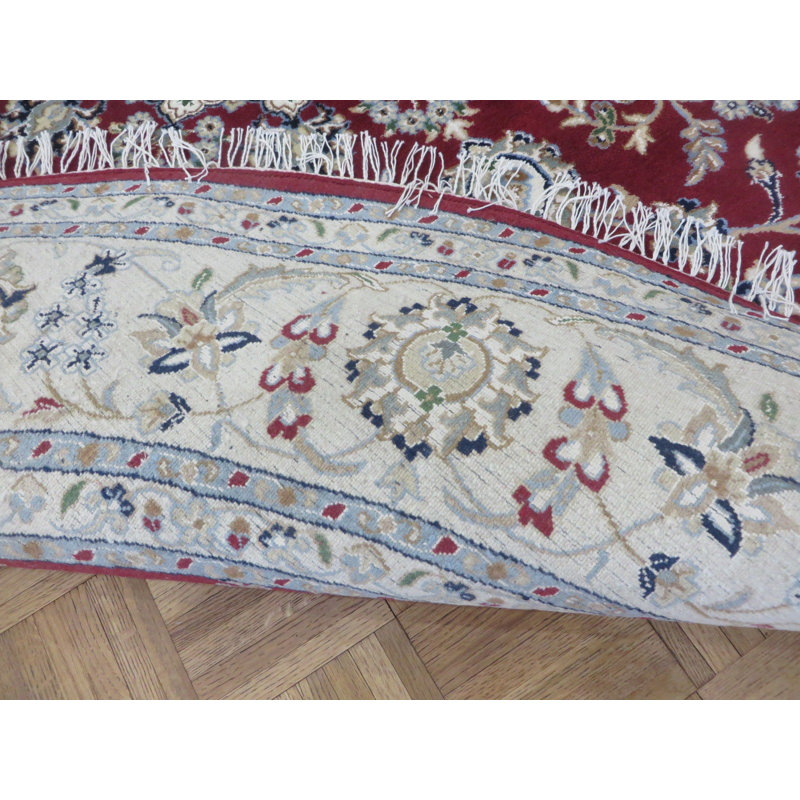 Tapis intérieur en laine ronde 7 pi 9 po noué la à la main one-of-kind Beane