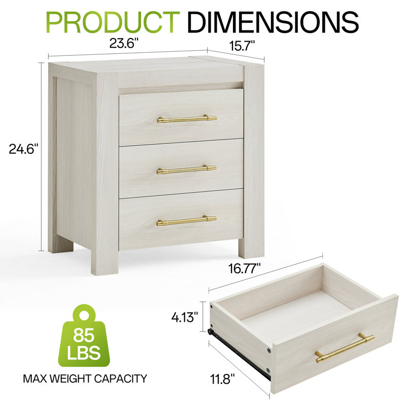 Table de chevet et commode, Blanc