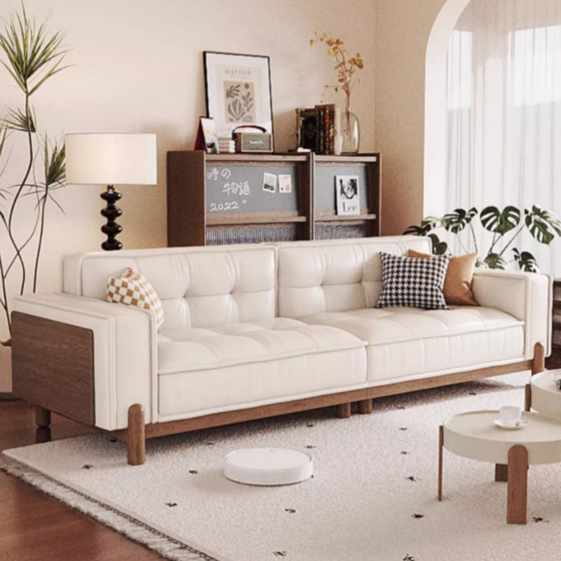 Retro Walnut Straight - layout Sofa, White