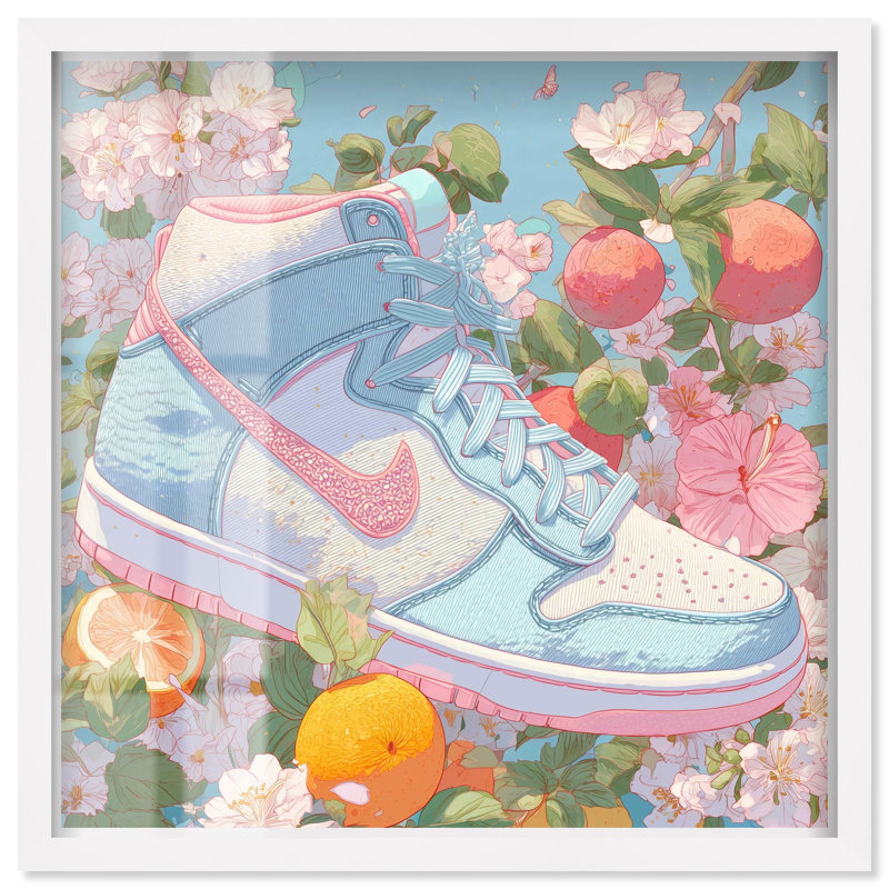 Sneaker Lost II Fashion Art Shadowbox Print par Art Remedy, H 25 po x l 25 po, Blanc