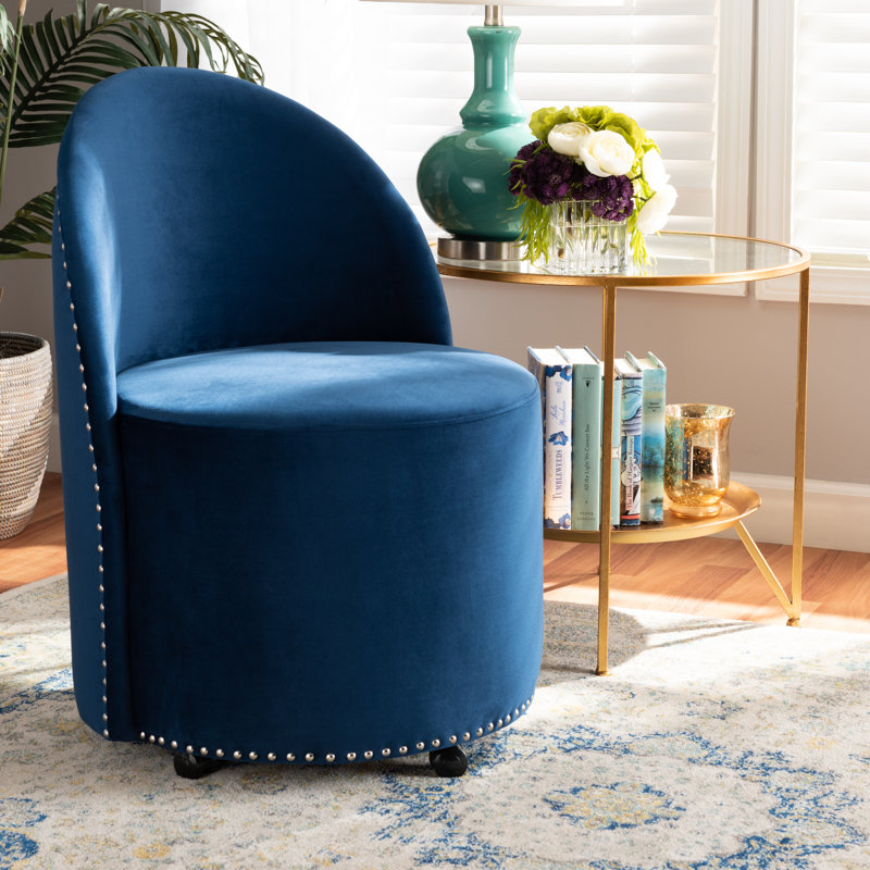 Mekela Upholstered Barrel Chair, Navy