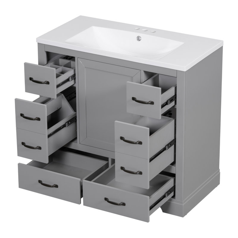 58 36'' Single Bathroom Vanity Base Only, Gray
