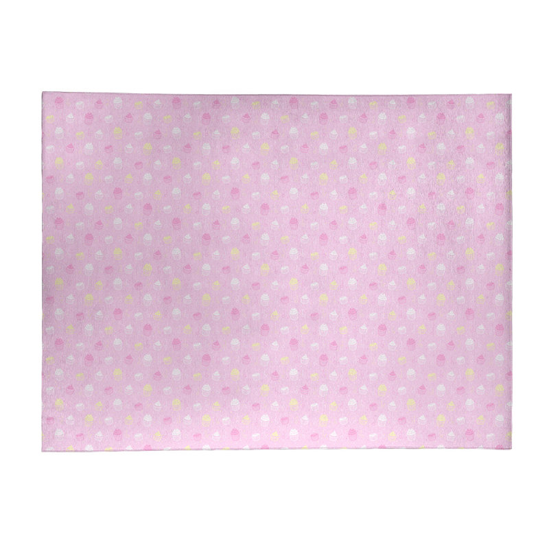 Tapis de zone rose à rayures petits gâteaux, Rectangle 9 pi x 12 pi