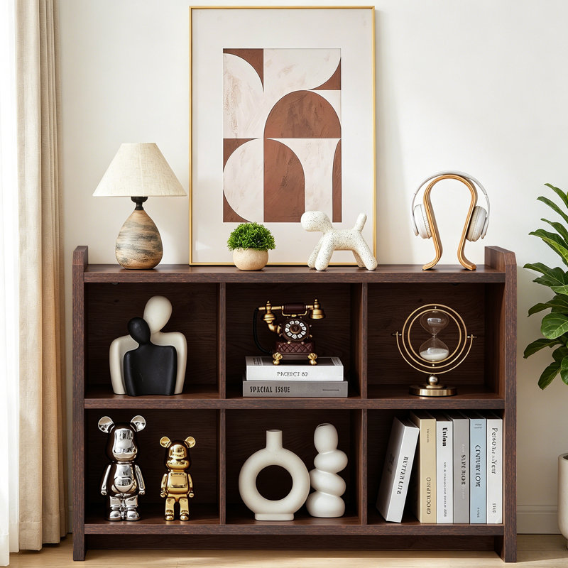 Bibliothèque de rangement à 6 cubes Addisin (l 44,9 po), Walnut