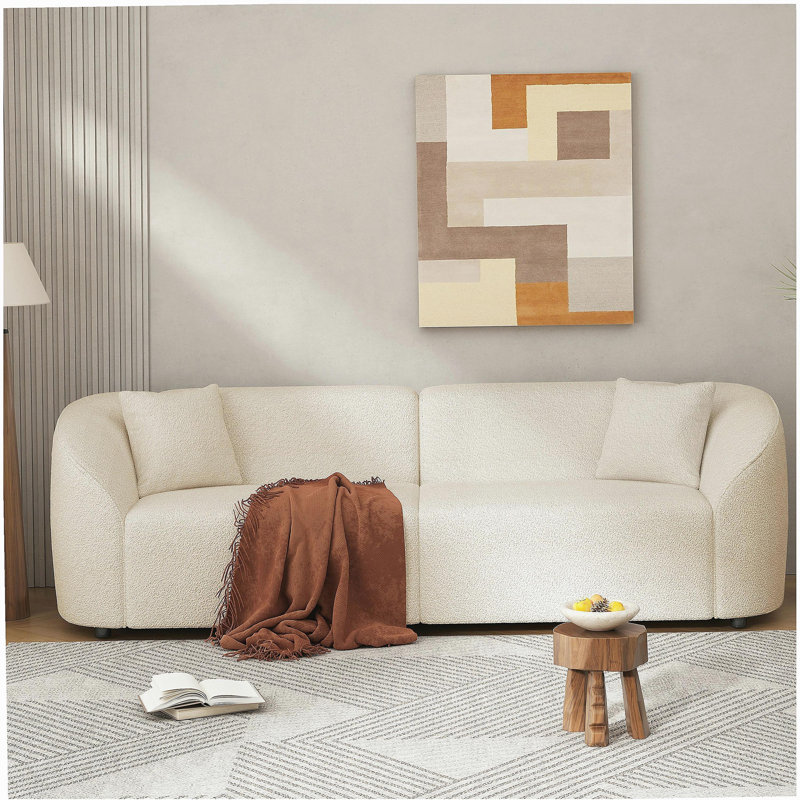 Canapé moderne beige de 87 pouces: coussins confortables, conception simple, structure robuste - parfait pour un espace de vie à la mode