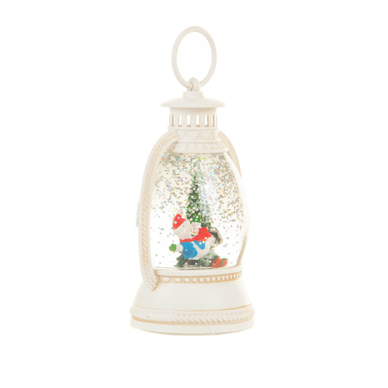 White Lantern LED Snow Globe