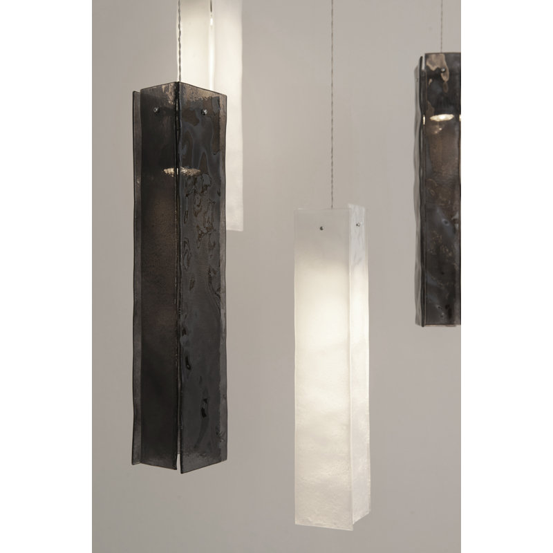 Luminaire suspendu rectangulaire en grappe 5 lumières, Blanc / noir
