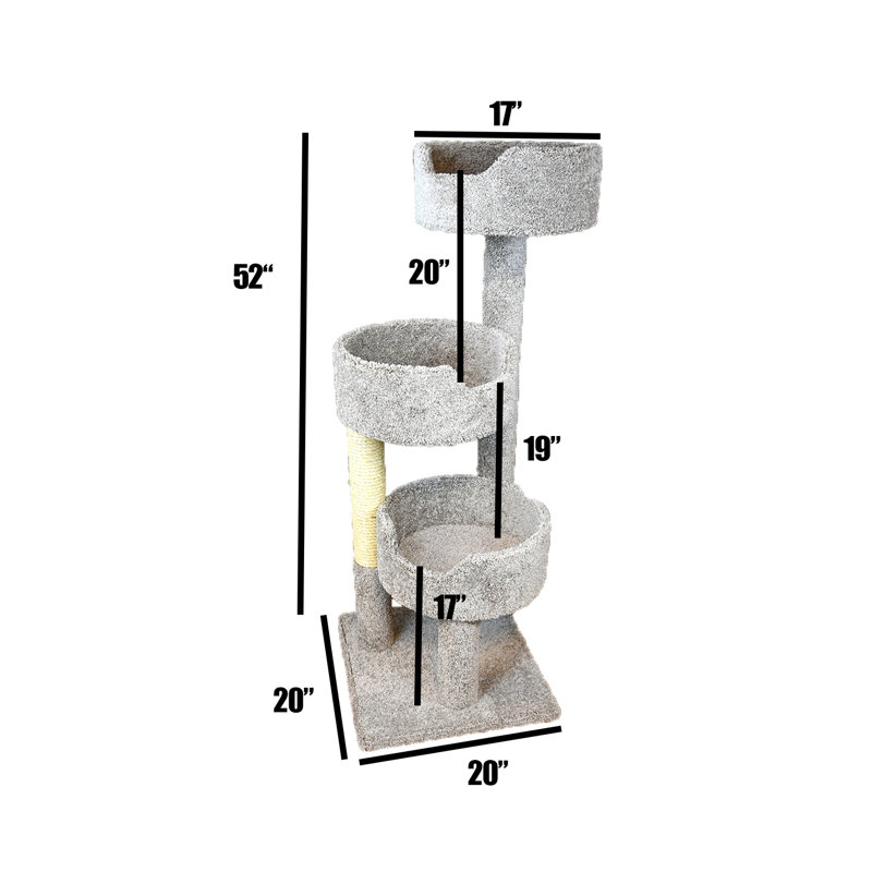 Gray 52'' Sisal and Carpet Cat Tree Tower