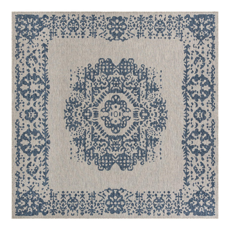 Cowell Oriental Blue/Gray Area Rug, Square 10'