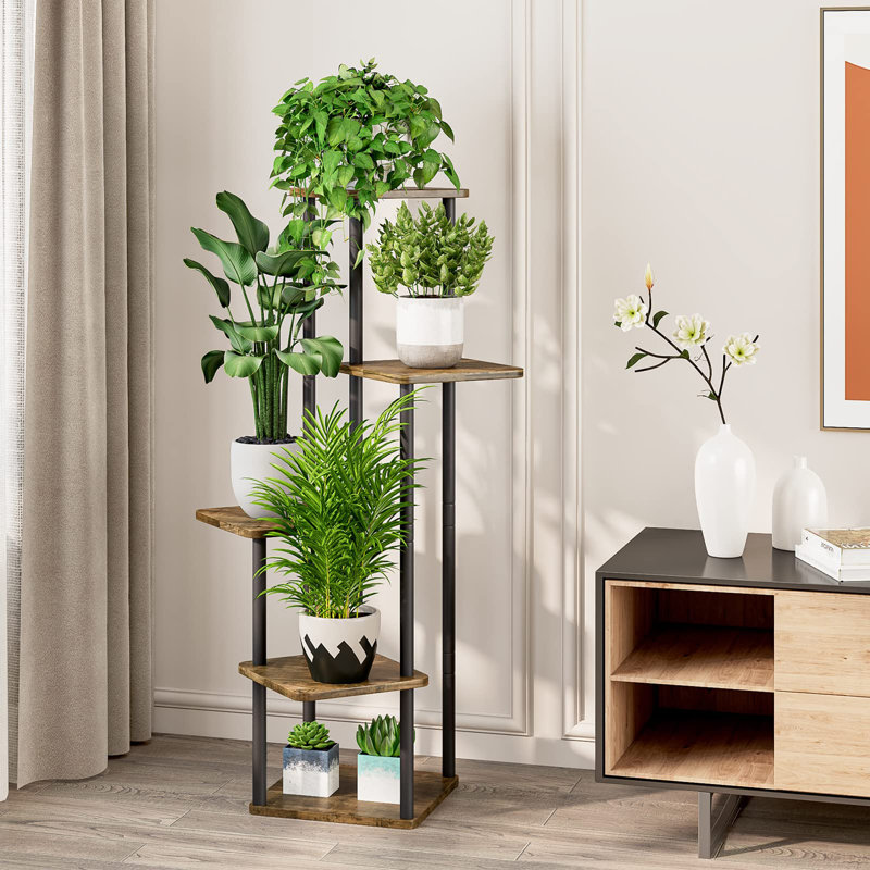 Support pour plante 5 niveaux, Brun / Noir