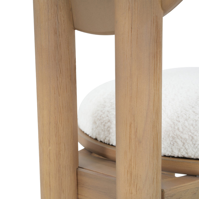 Chaise de salle à manger en polyester et tissu beige avec structure en bois (ensemble de 2) - Naturel