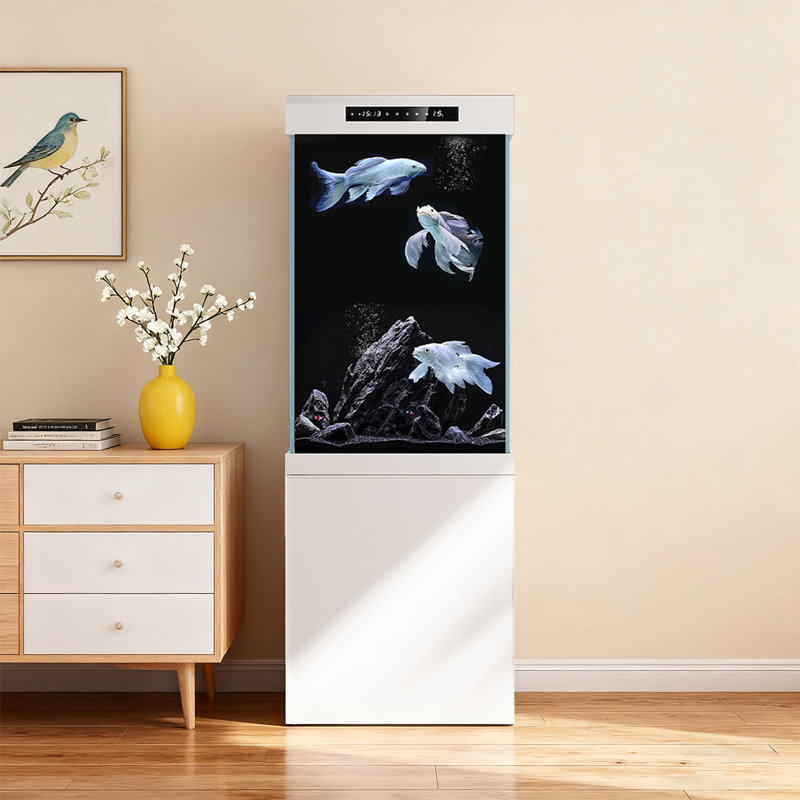 Titanium-Magnesium Aluminum Alloy Rectangular Tall Aquarium Tank, 35.66 Gallon (59.06"H x 15.75"W x 15.75"D), White