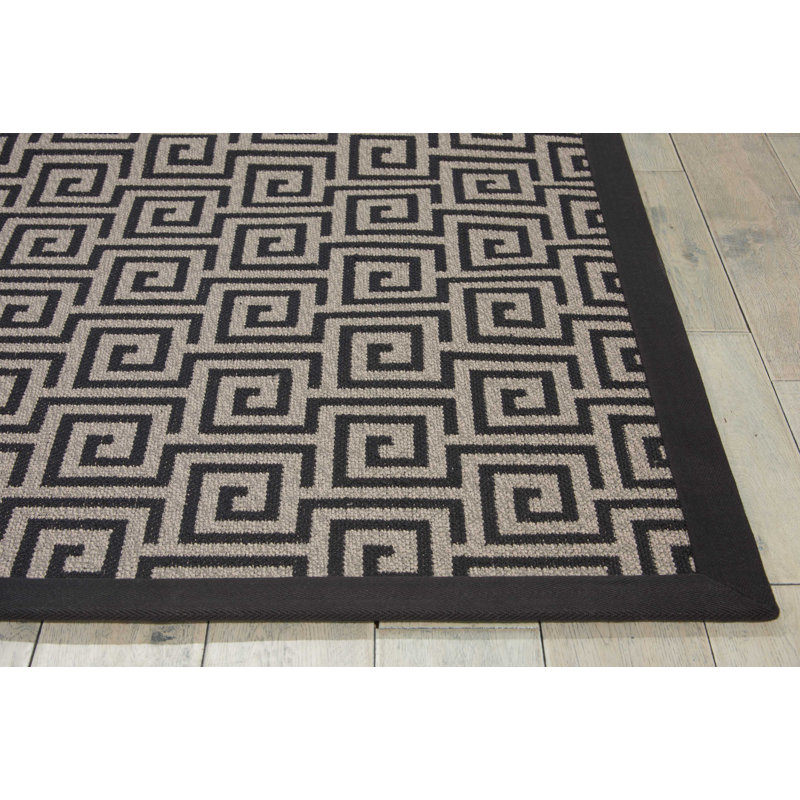 Tapis intérieur / extérieur noir / crème Kennett, Rectangle 12 pi x 15 pi