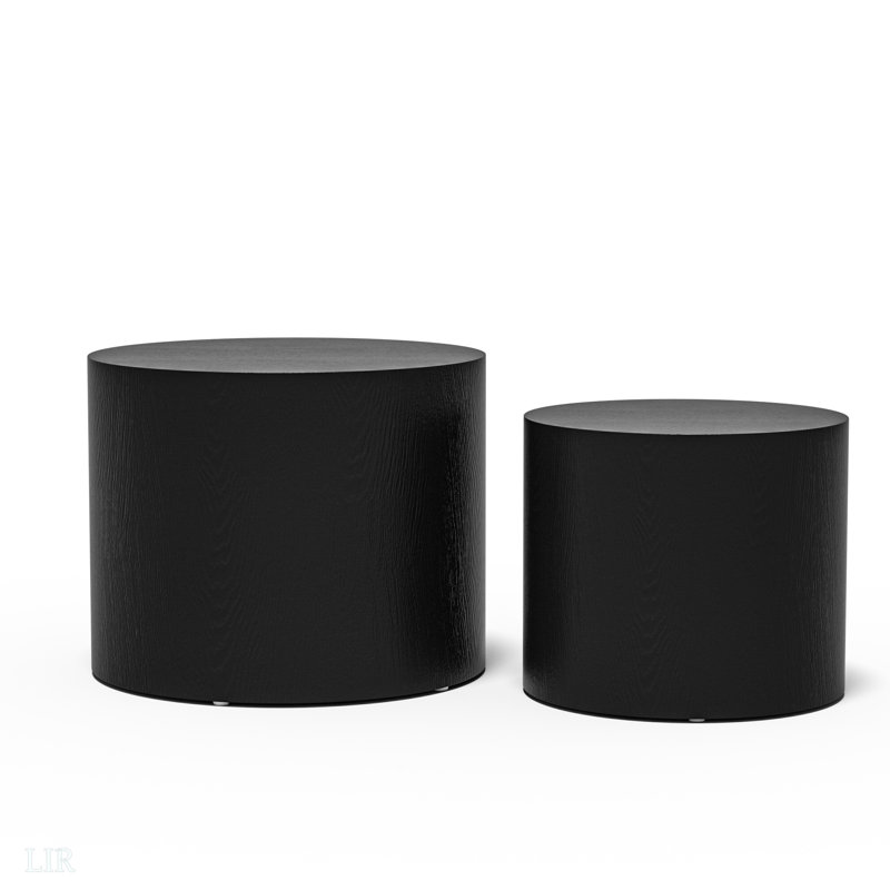 MDF With Veneer Side Table/ Coffee Table/ End Table/ Nesting Table Set Of 2 For Living Room, Office, Bedroom, Matte Black