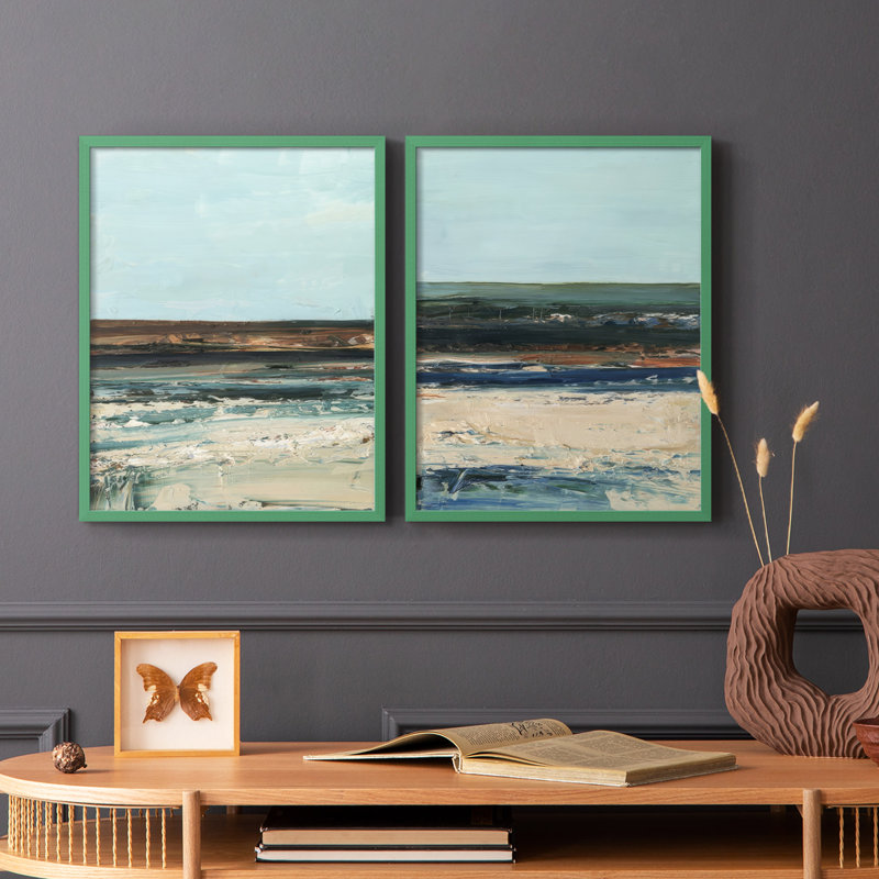 Impression encadrée Rich Coastline I-Premium - prête à être accrochée - aucun clou requis - aucun clou requis, Gris