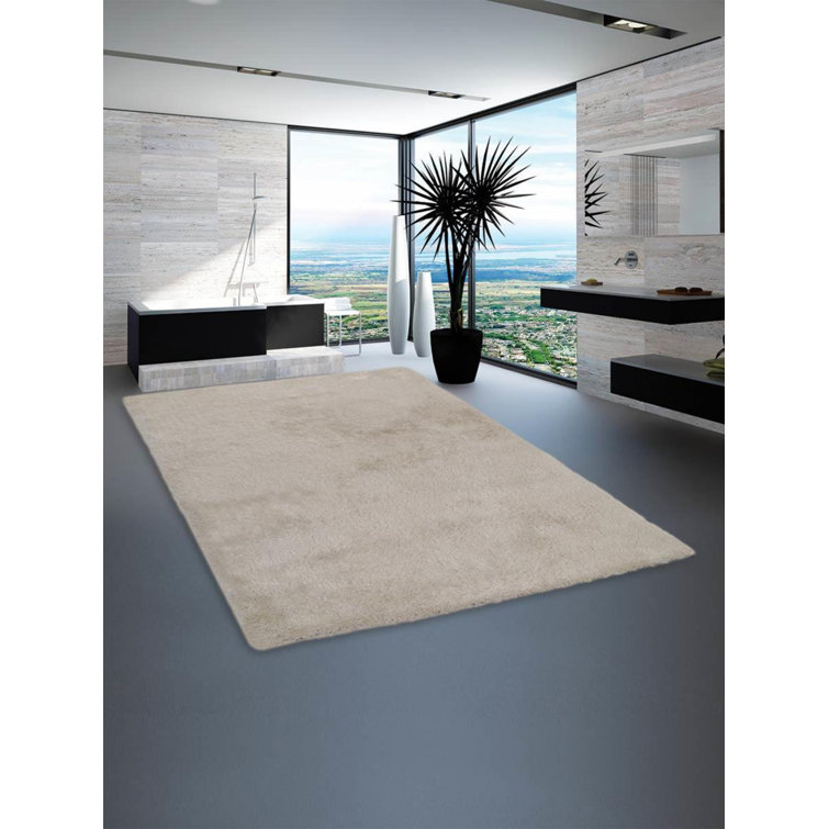 Henricks HAND TUFTED SHAG POLYESTER ECO-FRIENDLY AREA RUGS, White Color, Solid Design