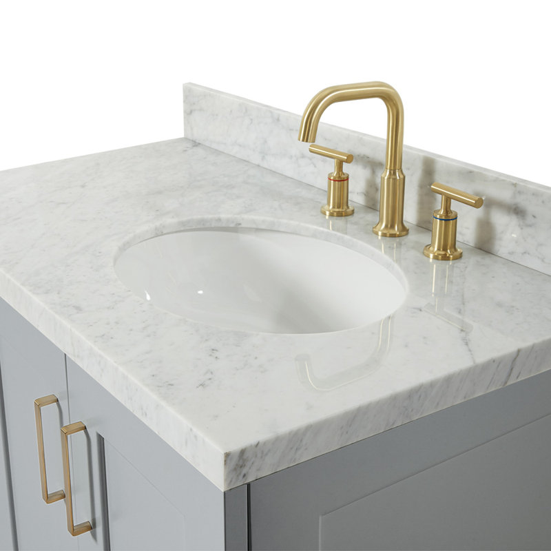 ARIEL TAYLOR 37 IN LEFT OFFSET RECTANGLE SINK VANITY, Gray, Right , Oval