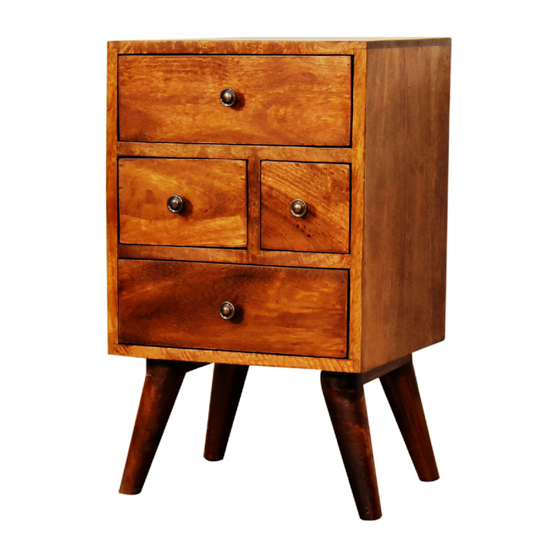 Multi-Function 4 Drawer Nightstand With Space Saving