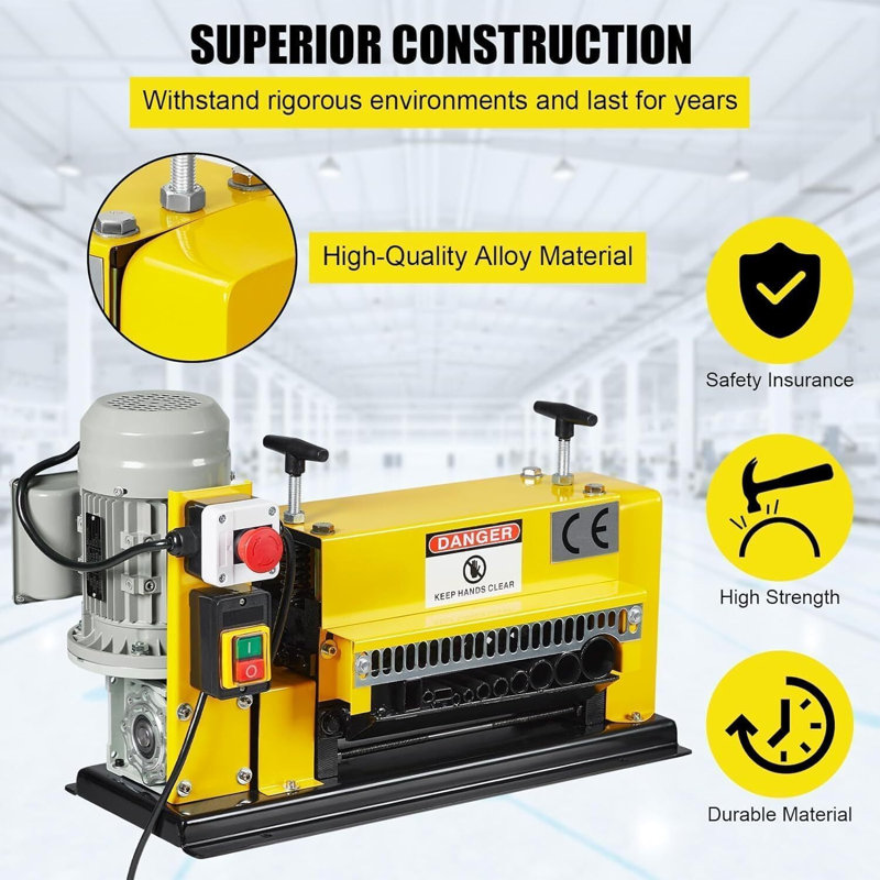 Electric Wire Stripping Machine 0.06 Inch -1.5 Inch, 370W Portable Powered Wire Stripper Machine, Yellow