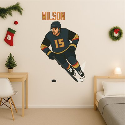 Autocollants muraux de hockey personnalisés - vinyle autocollant mural sport, décor de hockey pour chambre à coucher et espaces pour enfants - parfait pour les cadeaux de Noël