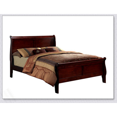 Bed Cherry Louis Phillipe Solidwood 1Pc Bed Bedroom Sleigh Bed Bedroom Furniture Transitional Style