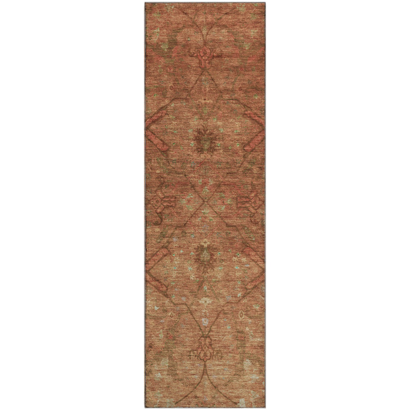 Tapis lavable à la machine de qualité supérieure Mayfield AMF2299, Terre cuite, Tapis de couloir 2 pi 3 po x 7 pi 6 po