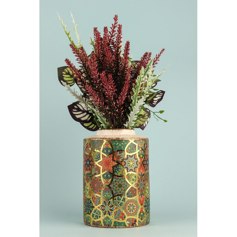 Pot décoratif peint à la main, corps en céramique, 4,7 po de diamètre x 6,7 po de hauteur | Conception unique pour l'intérieur et l'extérieur, parfaite pour les plantes grasses et les plantes d'intérieur | Décoration élégante pour tout espace