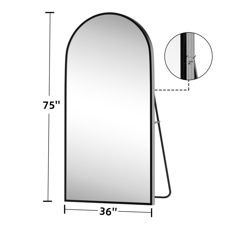 Metal Arch Mirror, 75" x 36", Black
