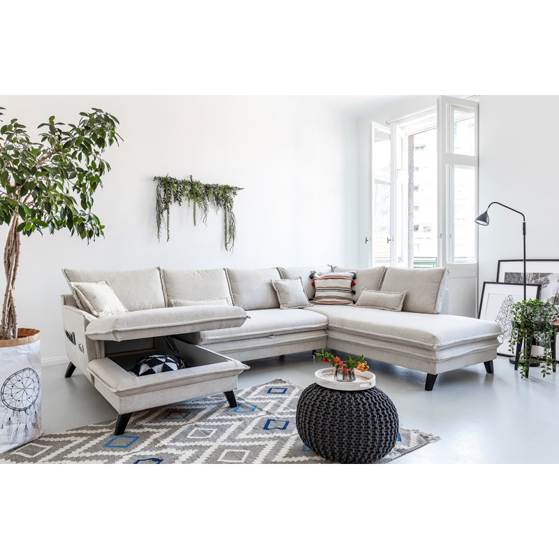 Charming Charlie Upholstered Corner Sofa, Right Hand Facing, Beige