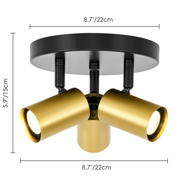 3-Light Adjustable LED Semi Flush Ceiling Spotlight