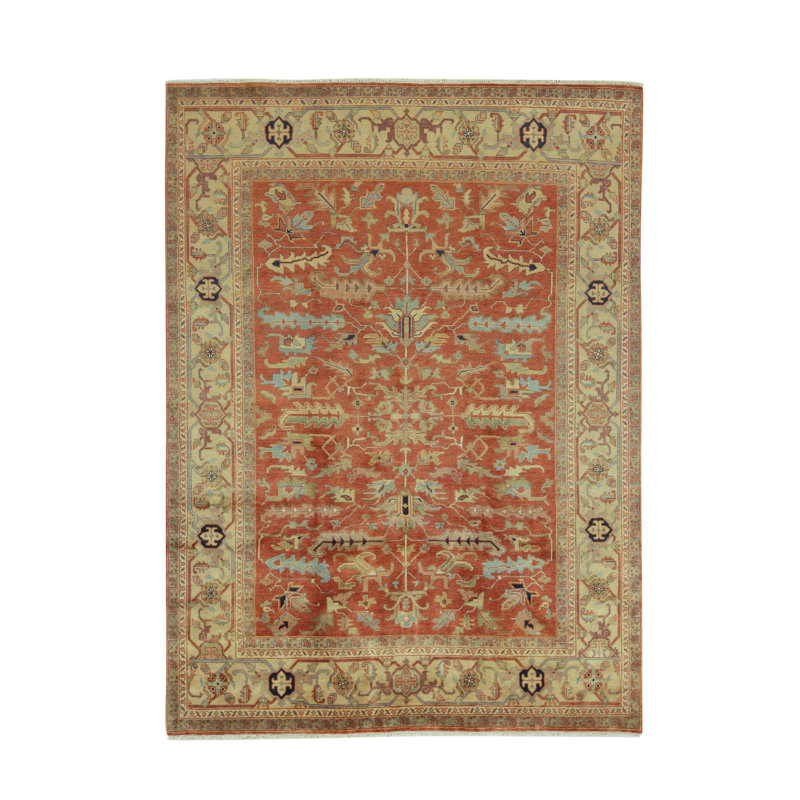Tapis rouille et doré de haute qualité noué à la main