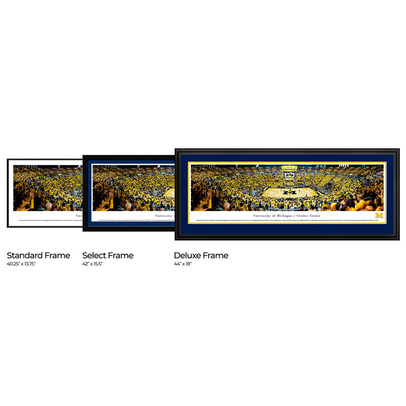 NCAA Michigan Basketball Panoramic Print, Black Floater Framed, 13.75" H x 40.25" W x 0.88" D