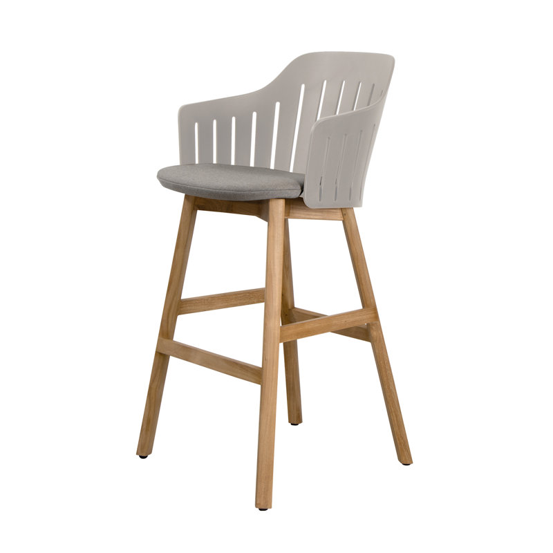 Choice Chair Outdoor and Bar Four Legs Teak Base with Upholstery Taupe Cane-line Natté Seat Cover, Taupe/Teak/Taupe