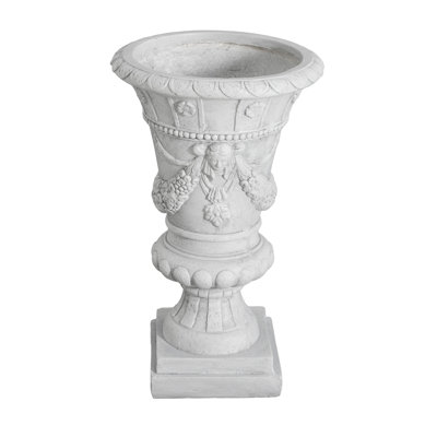 Urne de jardin grise de 23,16 po de haut, l 14,5 po x P 14 po, peinte à la main de façon unique, trou de drainage pour la santé des plantes, sans urne d'assemblage grise, grande, dimensions, pièce, bouchon inclus, requis
