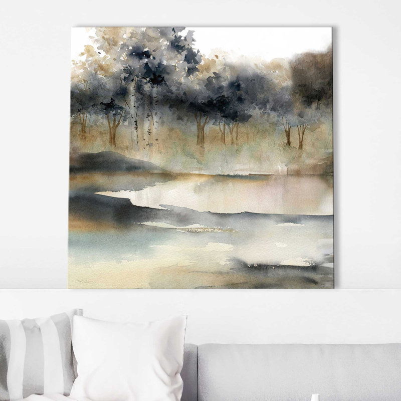 Serene River par Carol Robinson - Peinture, L 36 po x H 36 po, Toile tendue