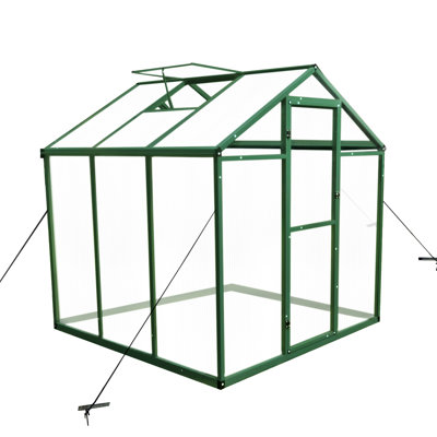 Gain Height Windproof Greenhouse 6X6 Ft - Backyard Structure Heavy Duty Aluminum And Polycarbonate Panels For All Seasons Frame With