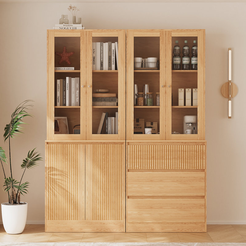71" H X 47.3" W Bookcase Cabinet With Glass Doors & Drawers(A+D)