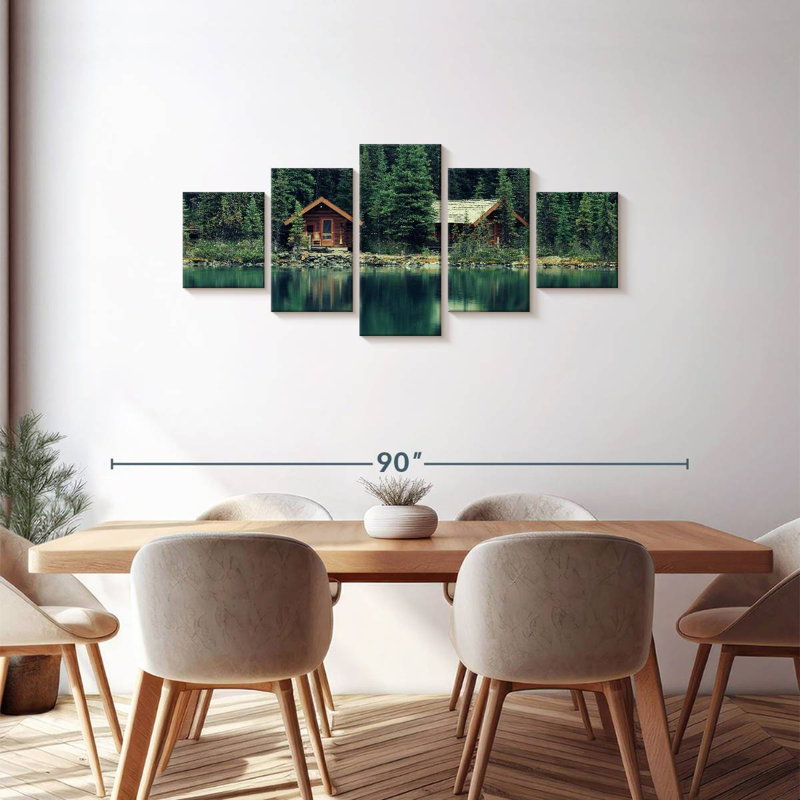 Serene Lake House, 30" H x 68" W