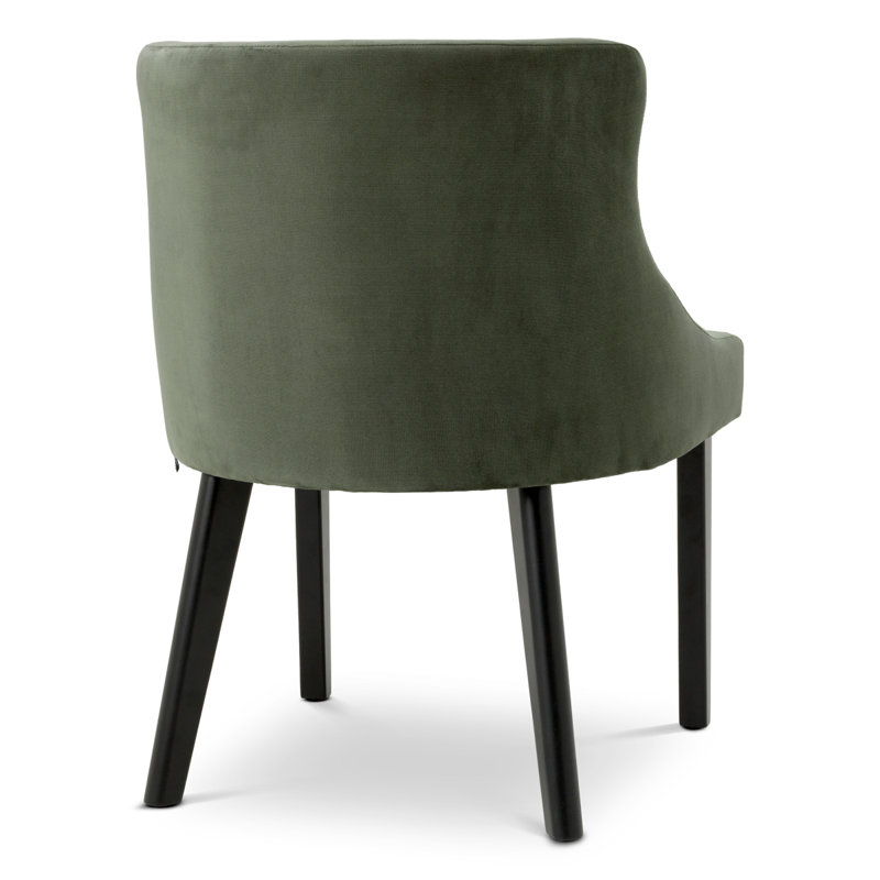 Dining Chair Chavelle Black Finish, Torrin Green
