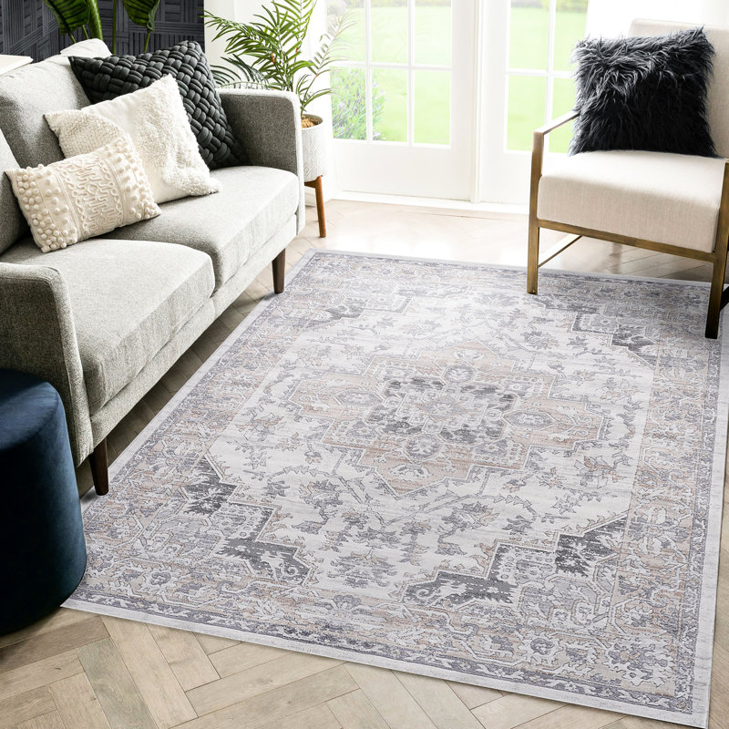 8X10 Beige Area Rug - Non-Shedding, Stain , Improves Living Room, Bedroom, Dining Room Ambiance & , For Home Office Interior