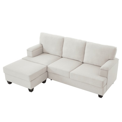 104.3" Cloud Sectional Couch With L-Shape Chaise,Modern Modular Sofa With Deep Seat, Upholstered Couches For Living Room Bedroom,No Assembly Required, Grey(Plush Corduroy Fabric)
