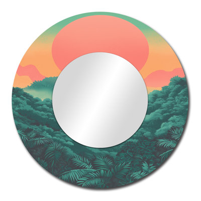 Vintage rétro paysage de jungle - miroir tropical pour décoration murale - imprimé sur métal