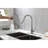 Kitchen Faucet In Brushed Nickel With Single Handle And 360 Rotating Nozzle Made Of Stainless Steel High Arc Body-201729662