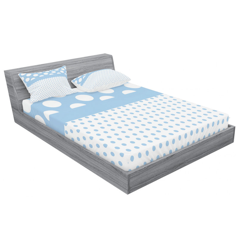 Microfiber Polka Dots Sheet Set, Queen Sheet Set with Fitted Sheet