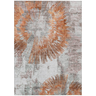 Tapis extérieur lavable intérieur cuivré 9 'X 12' en terre cuite et taupe