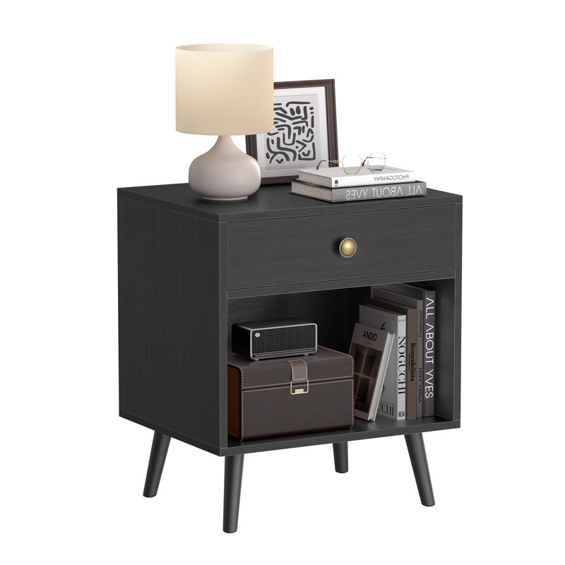 Monterey 50cm W Manufactured Wood Bedside Table, Black