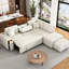 Lit modulaire beige avec porte-gobelets et commodité, canapé 86,6 po 2 ports, supports, 86,6 po pour une vie confortable-396938224