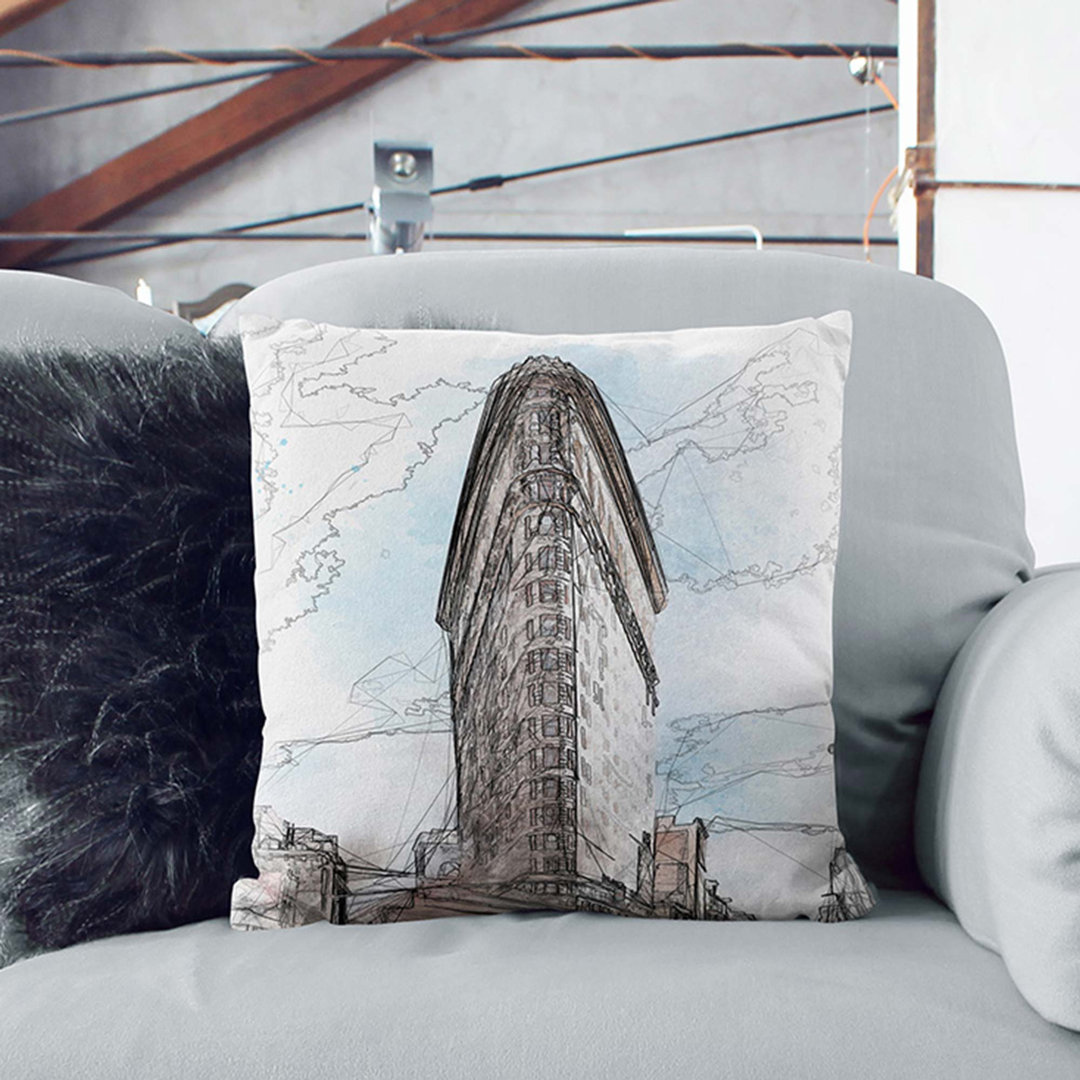 Flatiron Building in New York in Abstract Cushion with Filling