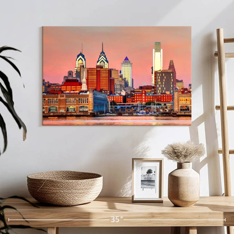 Ravi Philadelphia, coucher de soleil, H 16 po x l 24 po